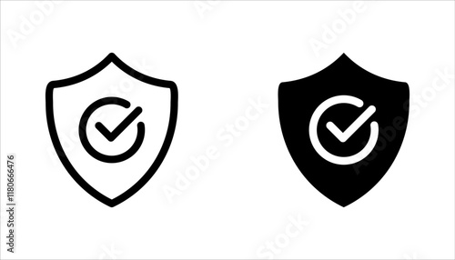 Shield check mark icon set. Protection approve sign. vector illustration on white background