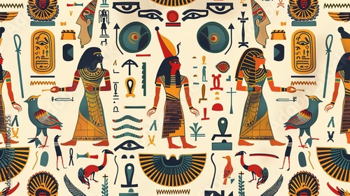 egypt hieroglyphs seamless pattern wallpaper