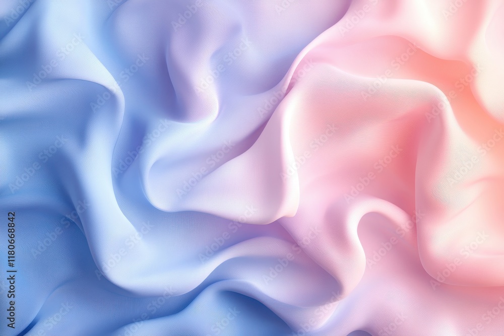 Obraz premium Soft pastel pink and blue fabric drapes. Ideal for fashion, beauty, or branding; evokes gentle, calming feelings.