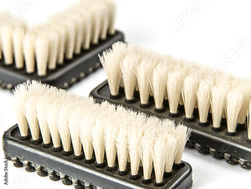 Compact industrial cleaning brush set, isolated, for machinery maintenance. isolated on white background photo