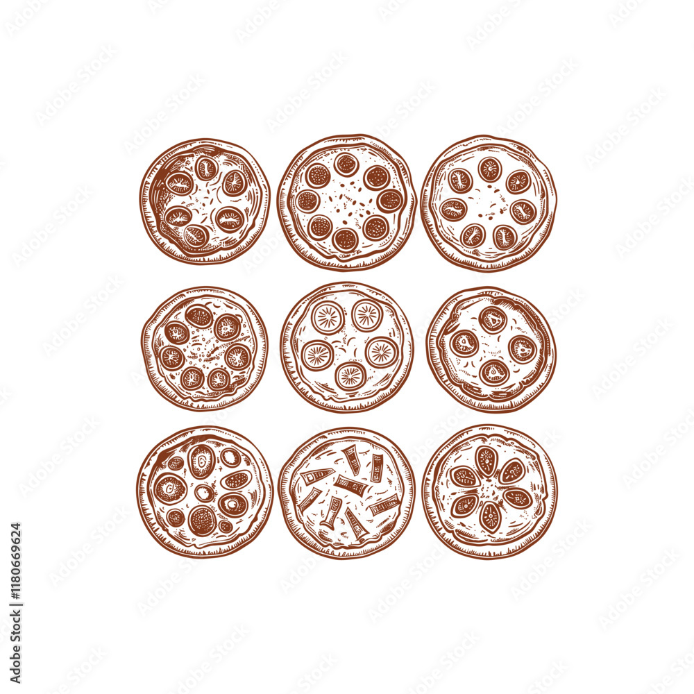 Pizza hand drawn engraving design vector template illustration Pizza hand drawn engraving design vector template illustration