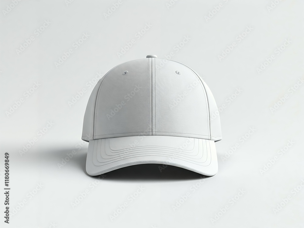 Mockup A plain white baseball cap on a light background. Mockup A plain white baseball cap on a light background.