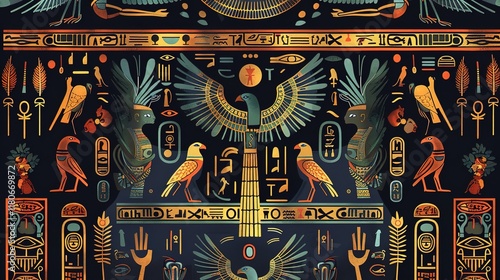 ancient egypt heiroglyphs seamless pattern wallpaper