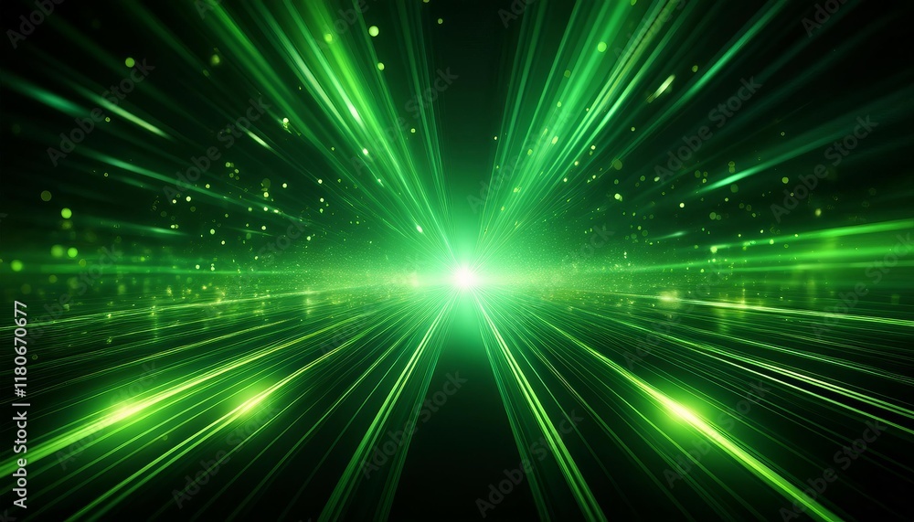 Bright green light effect with rays and highlights, glow particle, black background Bright green light effect with rays and highlights, glow particle, black background