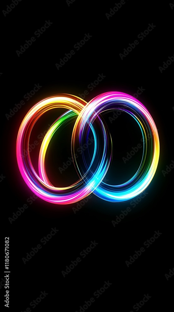 Infinity symbol on dark background with glowing particles Infinity symbol on dark background with glowing particles