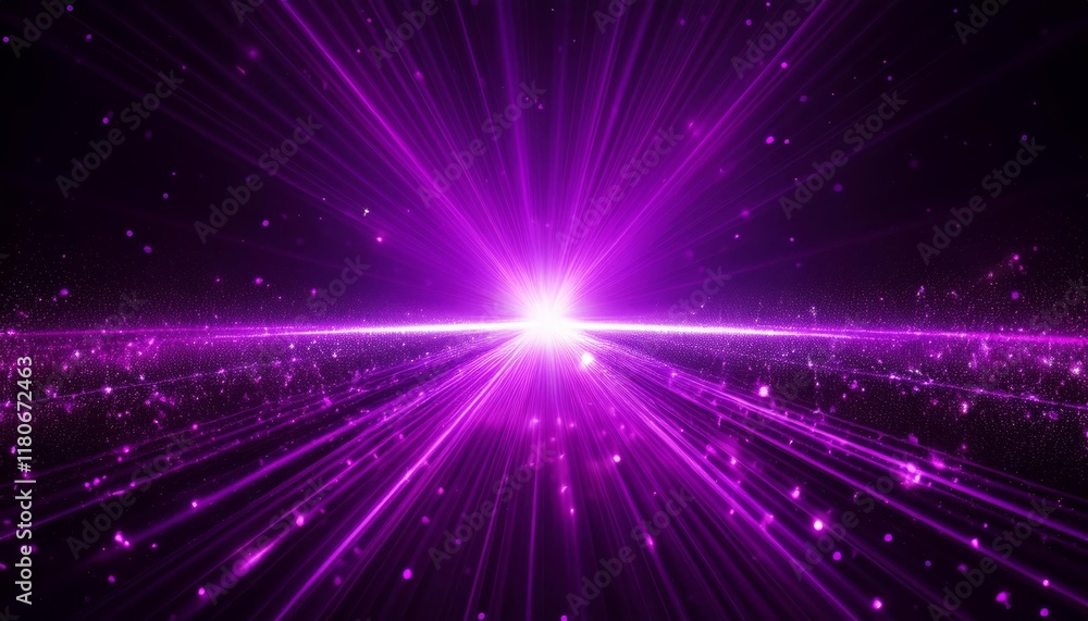 Bright purple light effect with rays and highlights, glow particle, black background Bright purple light effect with rays and highlights, glow particle, black background