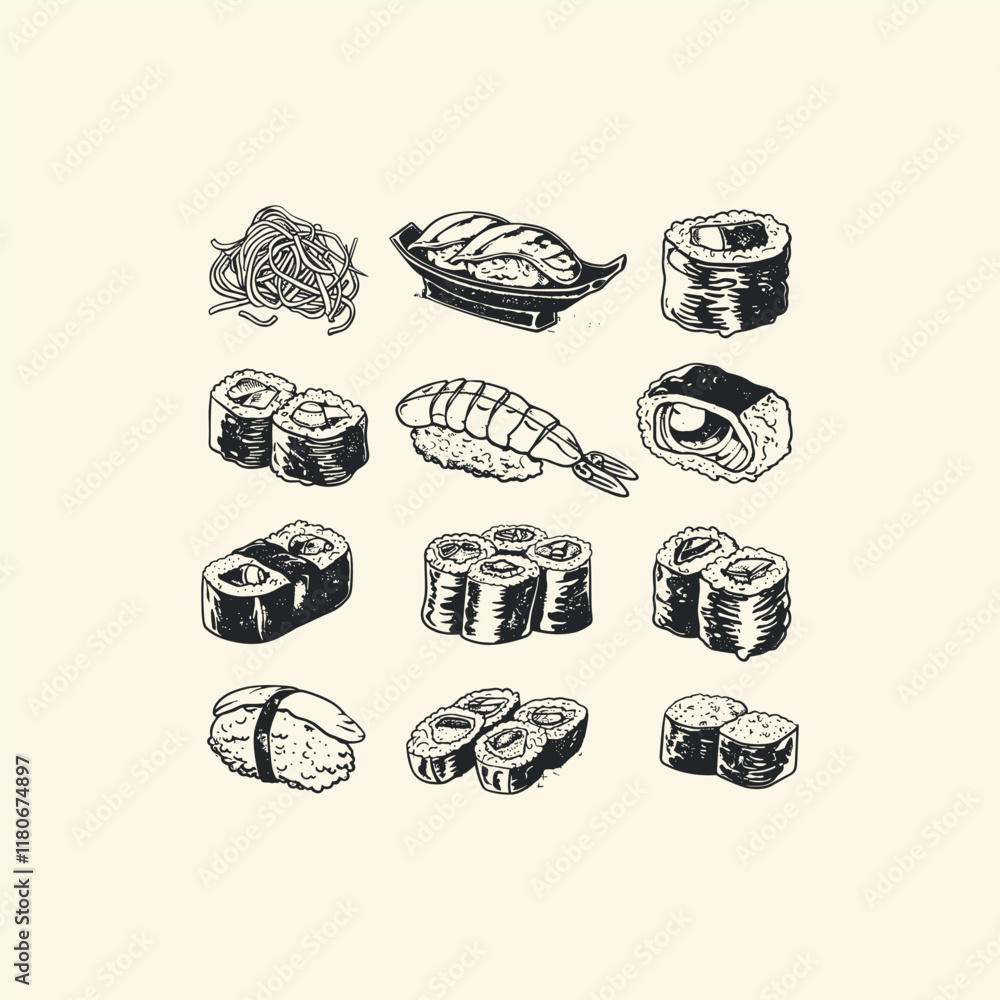 set of sashimi japan food design vector template set of sashimi japan food design vector template