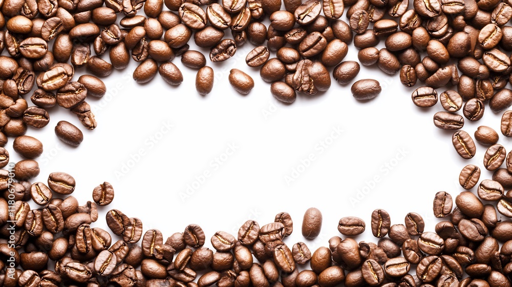 Coffee beans frame on white background. Coffee beans frame on white background.