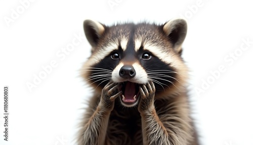 Astonished Raccoon Close-up Studio Shot