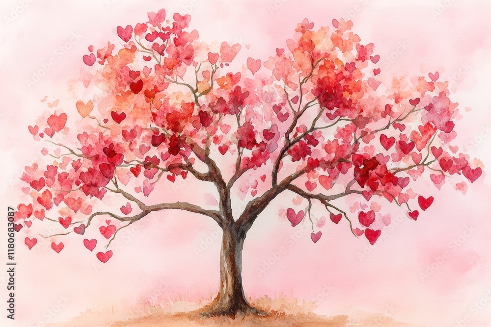 Soft Brown Tree with Heart-Shaped Branches in Gentle Tones Soft Brown Tree with Heart-Shaped Branches in Gentle Tones