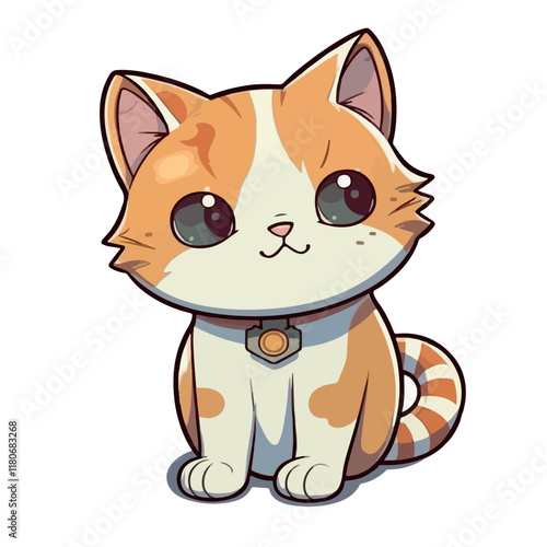 Cute Baby Cat Sticker vector illustration