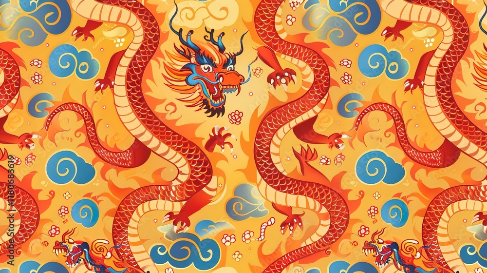 Chinese dragon seamless pattern wallpaper Chinese dragon seamless pattern wallpaper