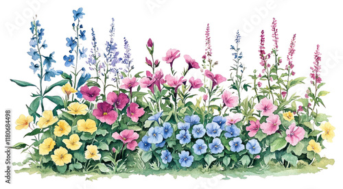 Fototapeta Naklejka Na Ścianę i Meble -  PNG Flower Beds flowers garden illustration.