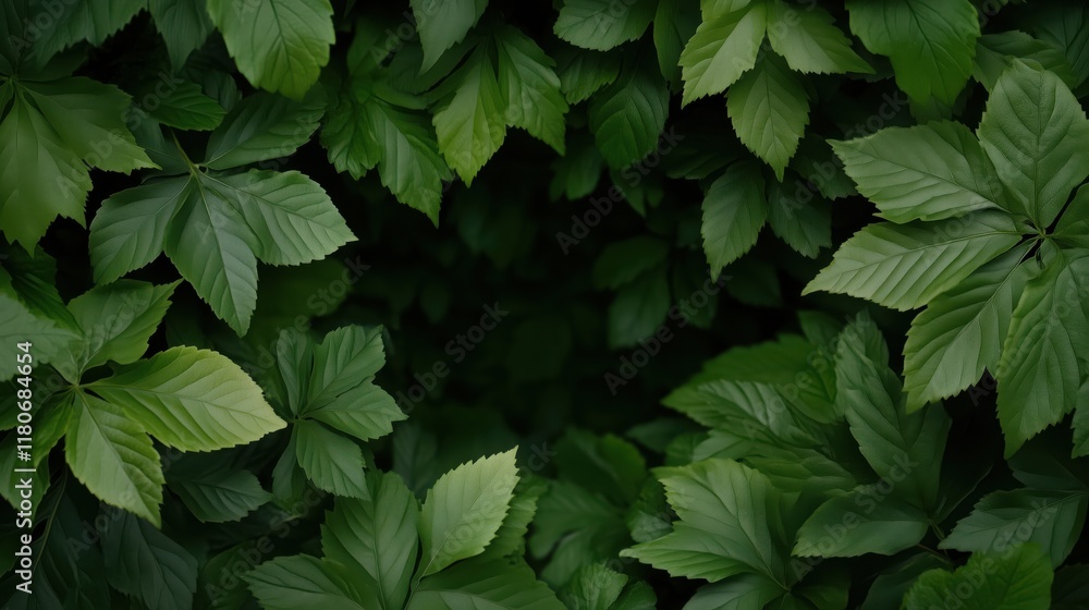 Fototapeta premium Lush green leaves forming a dense natural pattern