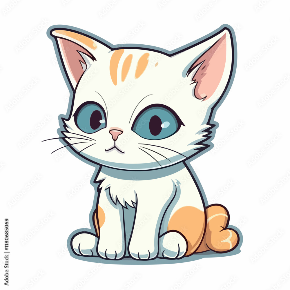 Cute Baby Cat Sticker vector illustration Cute Baby Cat Sticker vector illustration
