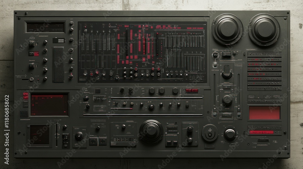 Fototapeta premium High-tech gray interface with holographic overlays, futuristic UI 