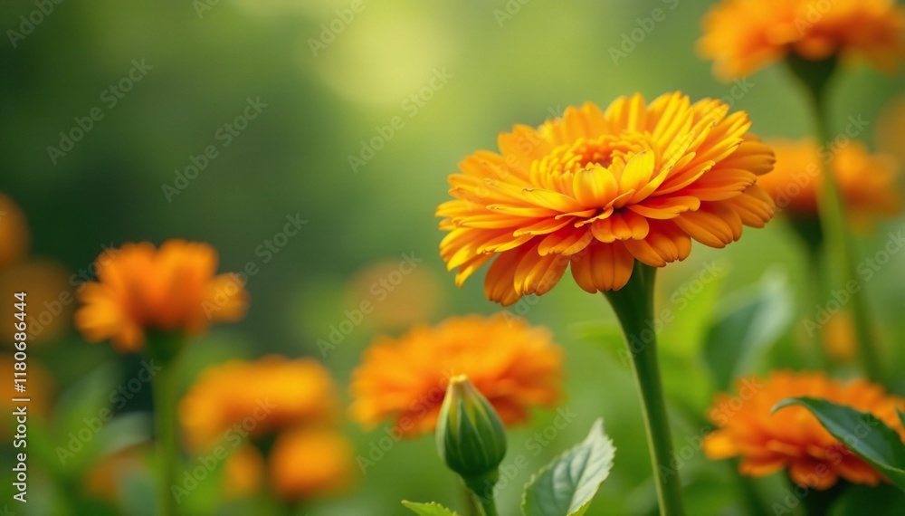 Calendula petals gently swaying in the breeze, calendula, garden, herb Calendula petals gently swaying in the breeze, calendula, garden, herb
