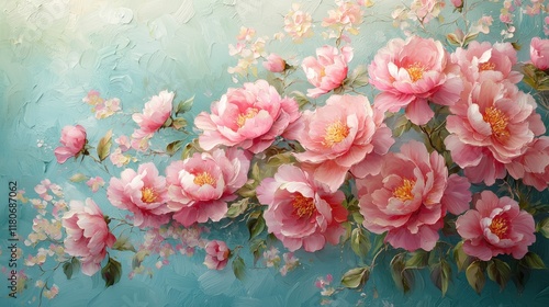 Wallpaper Mural Pink peonies in soft pastel setting floral arrangement artistic background serene environment close-up view for decor Torontodigital.ca