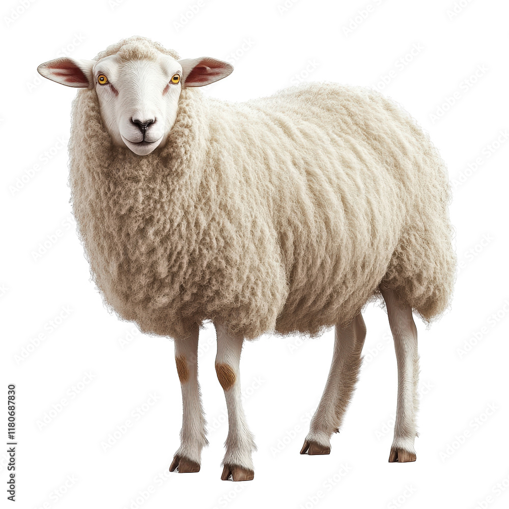 A solitary sheep standing gracefully against a deep black background evoking a sense of calm and peaceful isolation isolated on a white background A solitary sheep standing gracefully against a deep black background evoking a sense of calm and peaceful isolation isolated on a white background