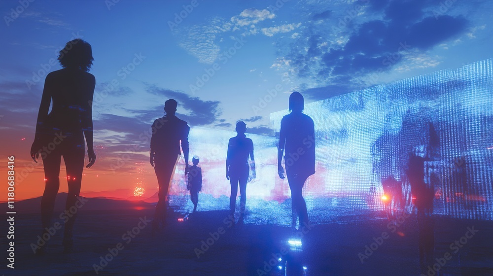 Fototapeta premium Digital Sunset: A Journey into the Future