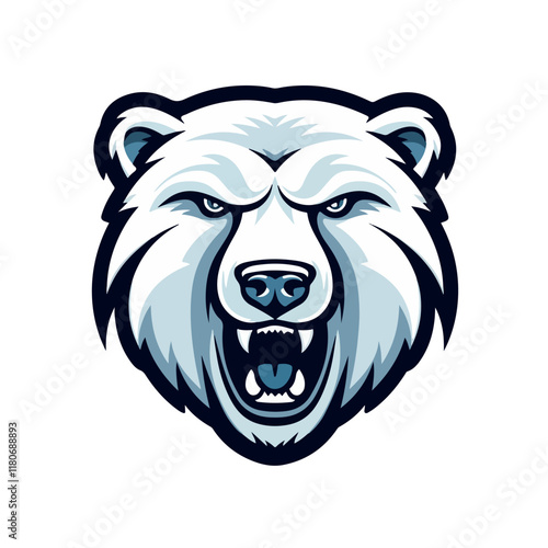 Polar Bear Head Sports Mascot Logo vector illustration