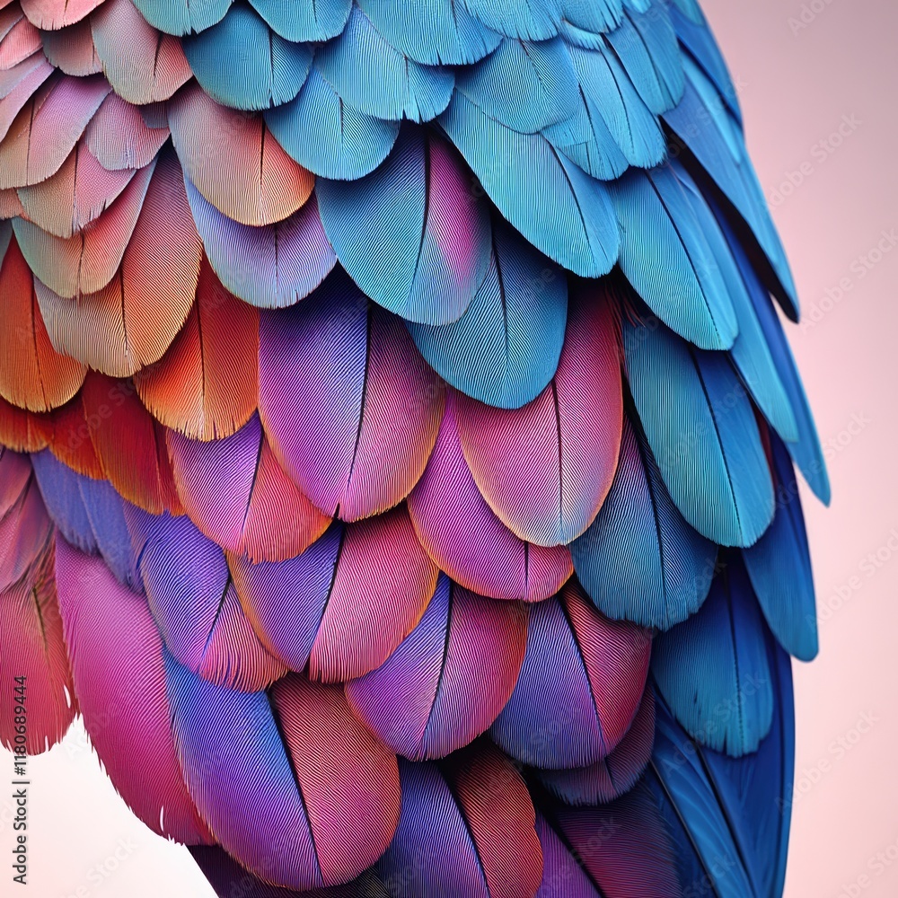 Fototapeta premium A close-up of vibrant, multicolored feathers showcasing intricate textures and patterns.