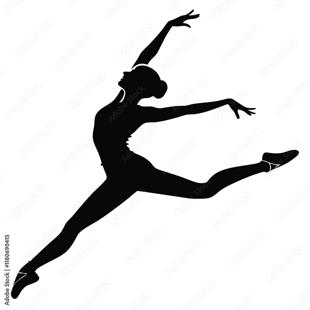 Fototapeta premium Silhouette of Dancer vector silhouette, black color silhouette on a white background