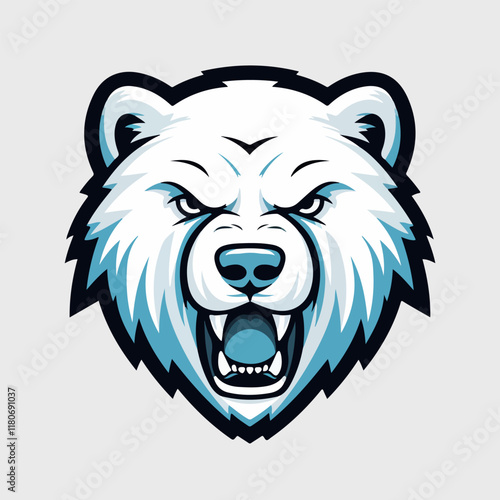 Polar Bear Head Sports Mascot Logo vector illustration