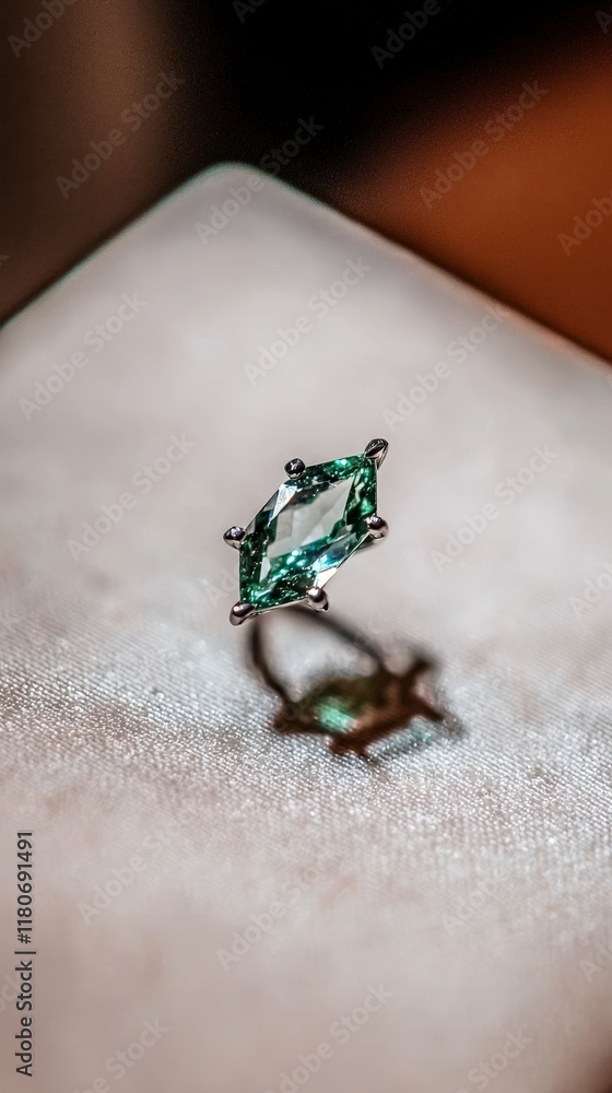 Obraz premium Green Diamond Gemstone Ring Luxury Jewelry Elegant Shiny Precious Stone