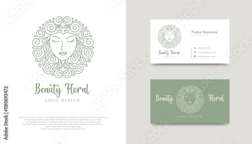 Beauty woman's silhouette combining floral motifs, designed to convey elegance and harmony for beauty and lifestyle brands