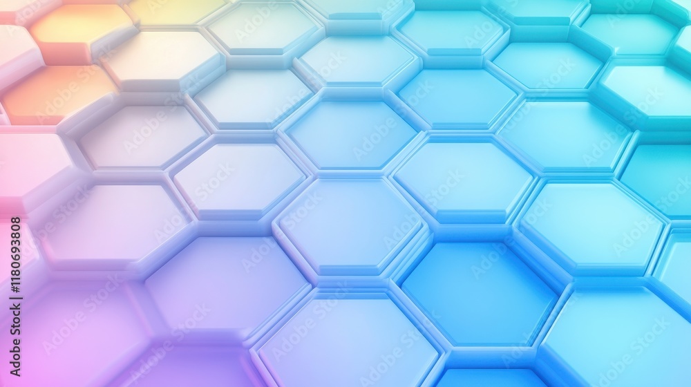 Fototapeta premium A colorful hexagonal pattern with blue and pink hues