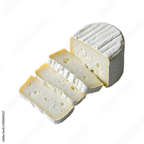  faling Sliced fresh white cheese from cow's milk photo