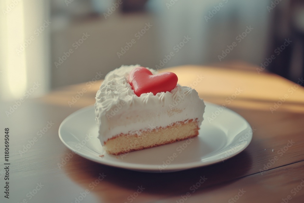 Heart Shaped Cake Slice With White Icing Heart Shaped Cake Slice With White Icing