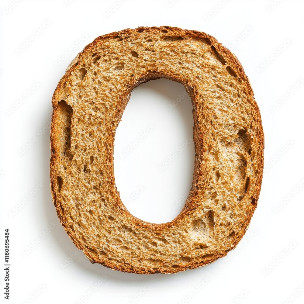 Creative Toast Letter O Shape with Texture and Bright Background Creative Toast Letter O Shape with Texture and Bright Background
