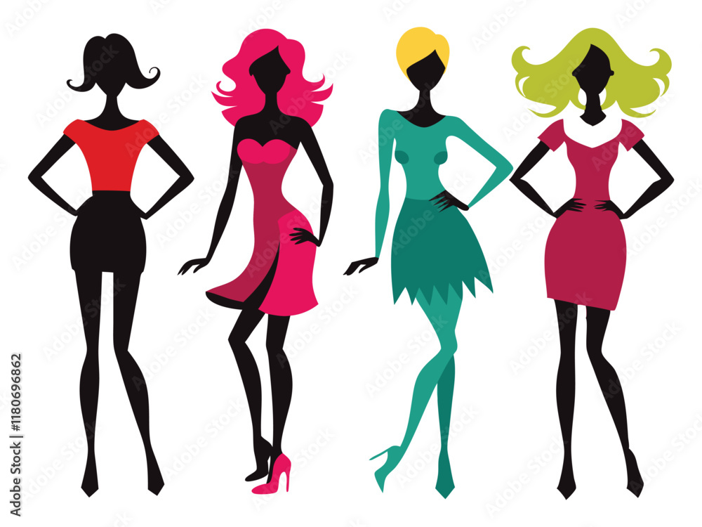 beautiful fashion girl silhouette beautiful fashion girl silhouette