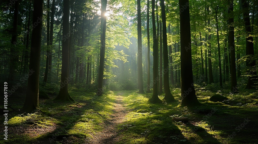 Sunlit Forest Path: A Serene Nature Escape Sunlit Forest Path: A Serene Nature Escape