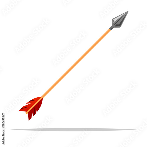 Single feathered arrow vector isolated illustration