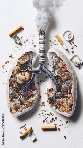 Damaged Lungs from Smoking  Graphic Anti Smoking Campaign Image