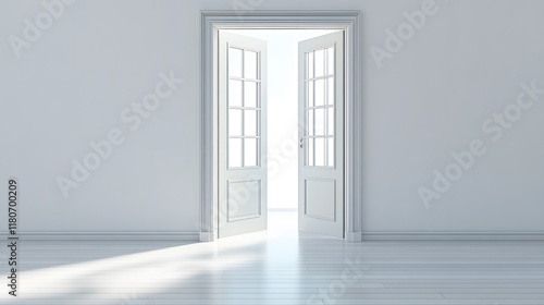 Wallpaper Mural A classic glass door with decorative trim, leading into a bright and airy white room. Torontodigital.ca