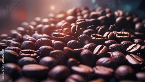 Close-Up of Freshly Roasted Coffee Beans in Warm Lighting