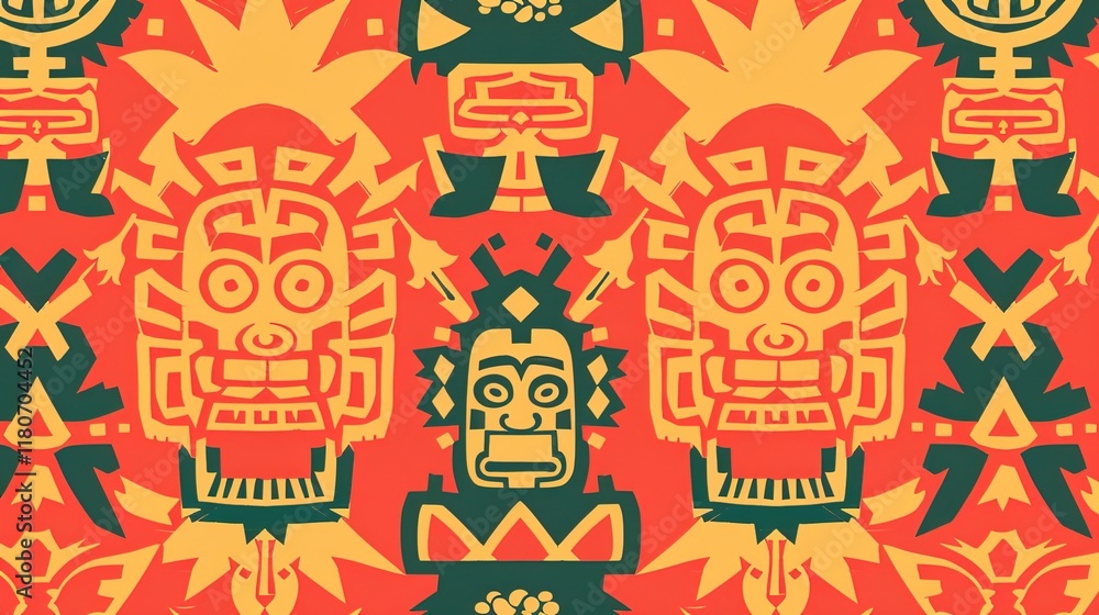 Obraz premium inca sun god seamless pattern wallpaper