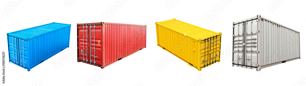 set of cargo container isolated on transparent background, PNG set of cargo container isolated on transparent background, PNG