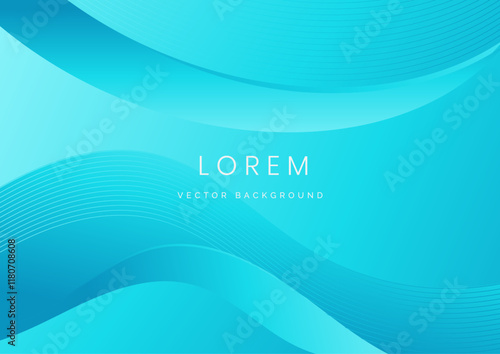 Abstract modern blue gradient waves overlap background with copy space for text.