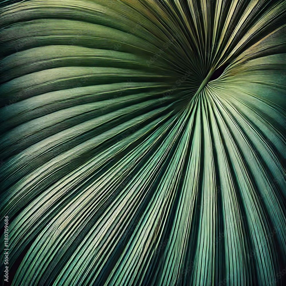 Obraz premium Close-Up of a Palm Leaf Texture - Showcasing the Natural Details of a Vibrant Tropical Green Leaf. Generative AI