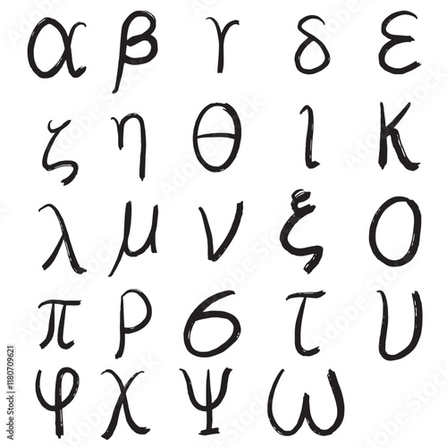 Greek alphabet font text handwritten illustration