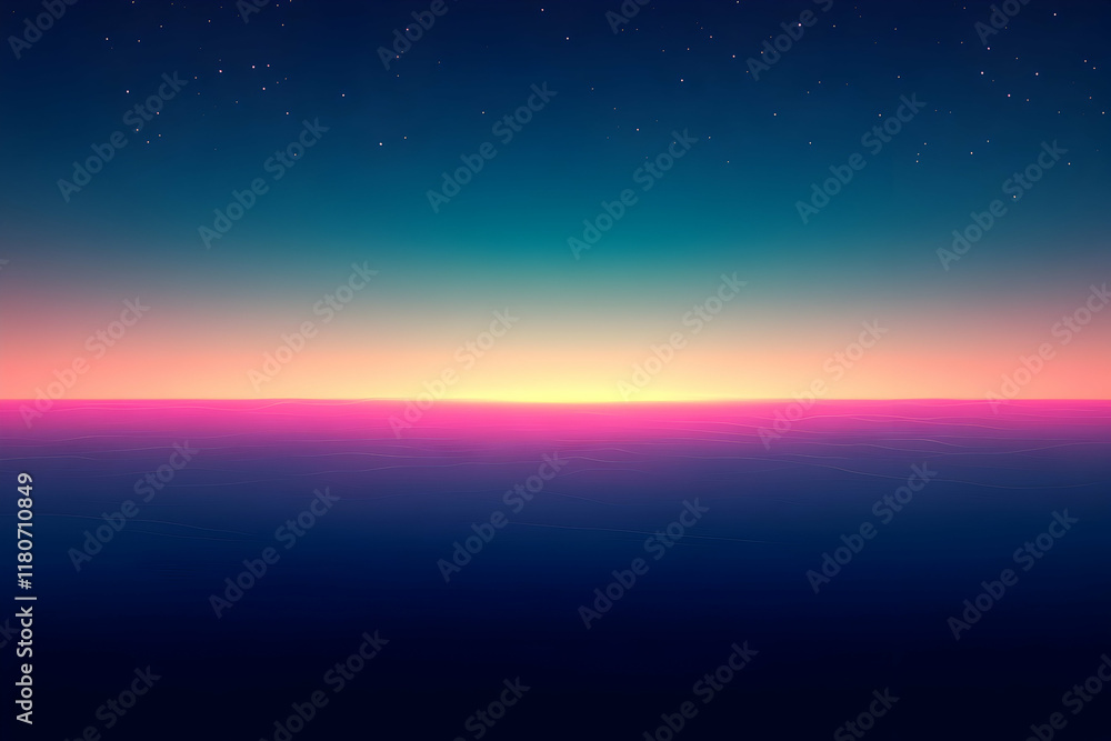 Vibrant sunset over a calm ocean, displaying a gradient of pink, orange, and teal colors under a starry night sky. Perfect for backgrounds or mood boards. Vibrant sunset over a calm ocean, displaying a gradient of pink, orange, and teal colors under a starry night sky. Perfect for backgrounds or mood boards.