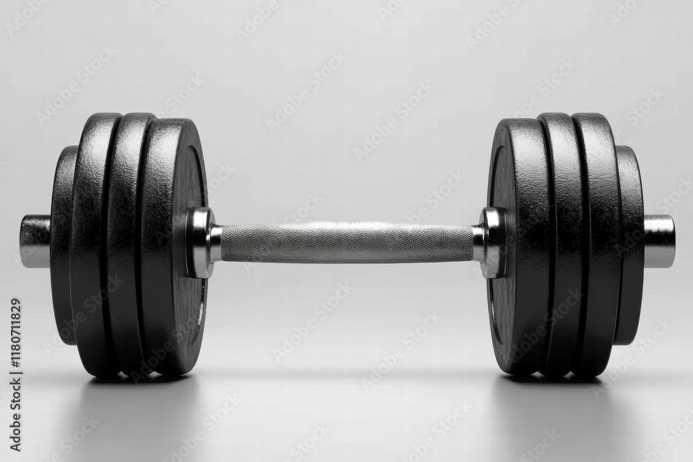 Fototapeta premium Classic Black Dumbbell Isolated on Minimalist Background
