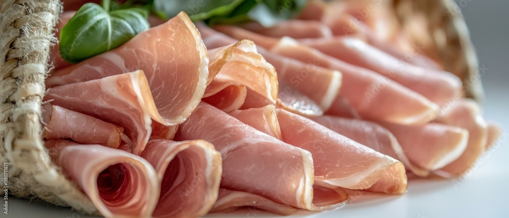 Delicious Thinly Sliced Ham Gourmet Delicatessen Food Photography Delicious Thinly Sliced Ham Gourmet Delicatessen Food Photography