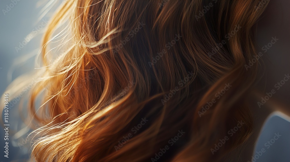 Naklejka premium Red Brown Hair Waves: Beauty, Style, and Fashion