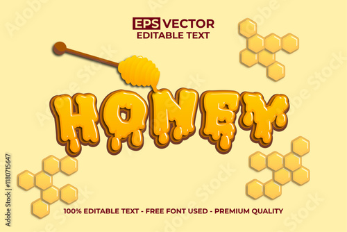 Honey Melt with Honeycomb Background text effect 3d style.